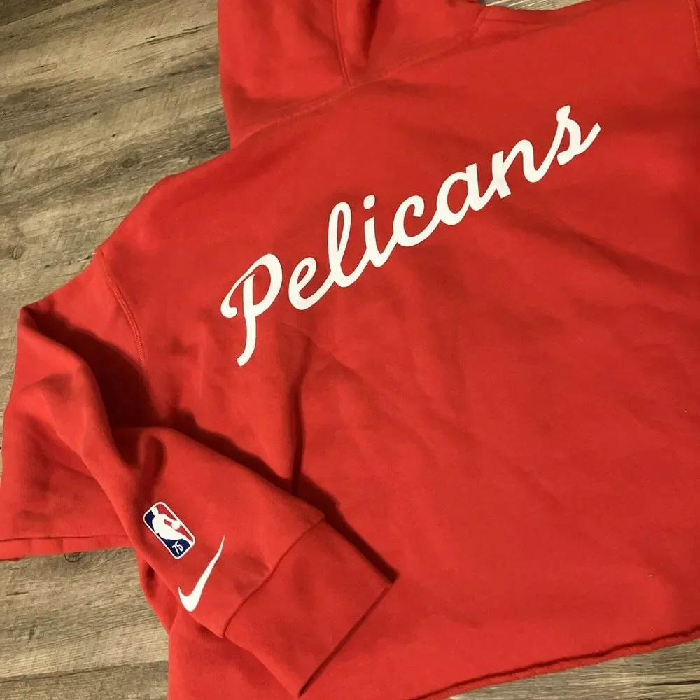 Nike NBA New Orleans Pelicans Red Cropped Hoodie Sweatshirt Womens Small 75th An